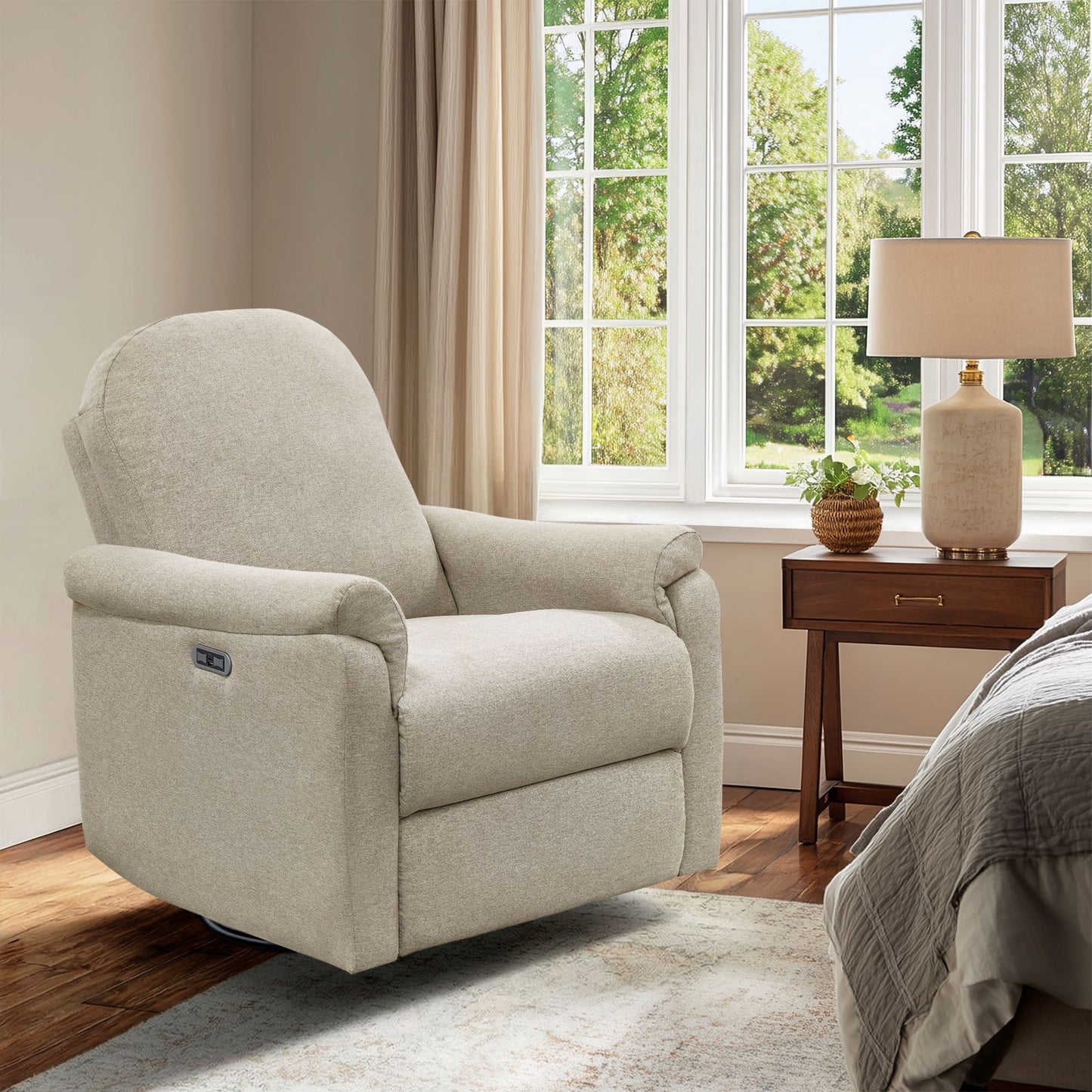 Elio Power Recliner 3-in-1 with Swivel, Glider, Charging Station