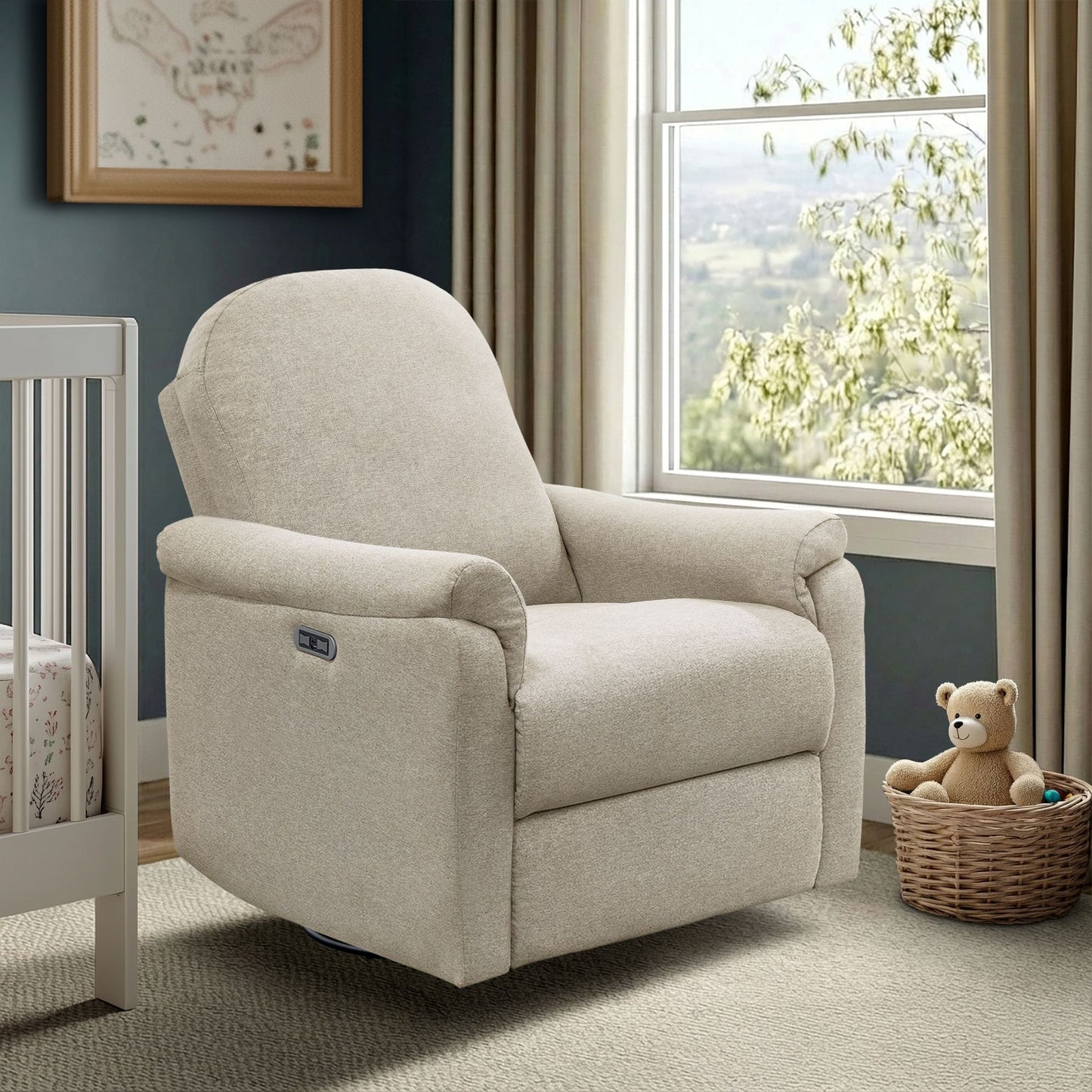 Elio Power Recliner 3-in-1 with Swivel, Glider, Charging Station