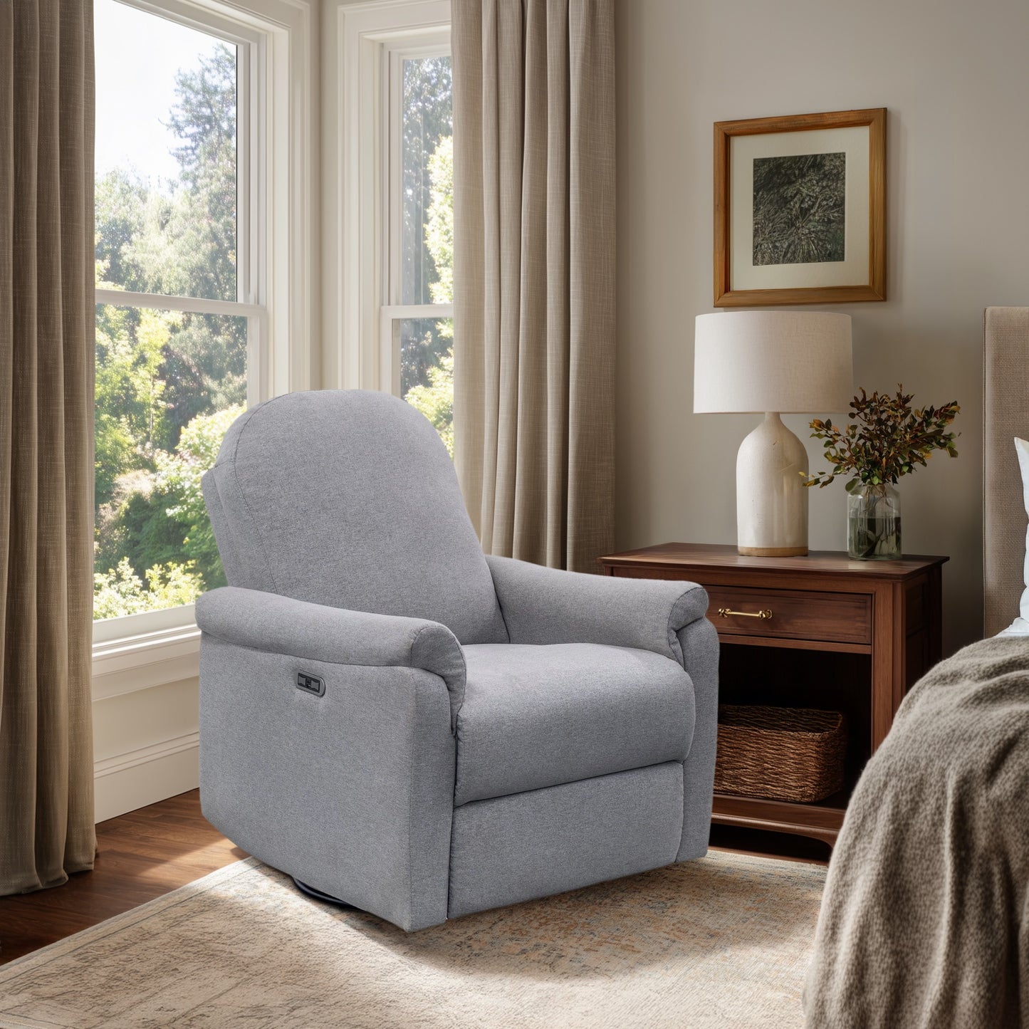 Elio Power Recliner 3-in-1 with Swivel, Glider, Charging Station