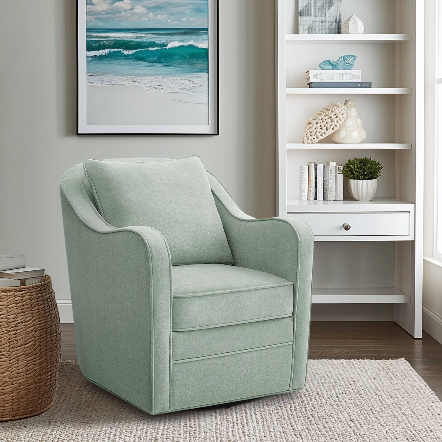 Brianne Upholstered Swivel Curved Armchair