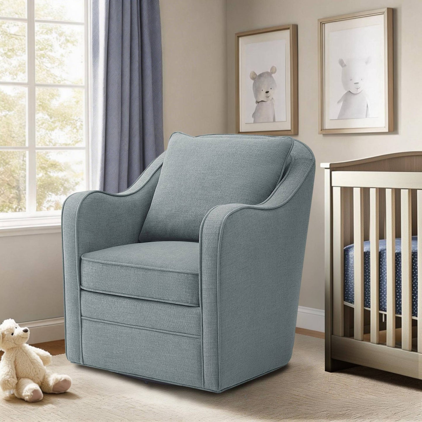 Brianne Upholstered Swivel Curved Armchair