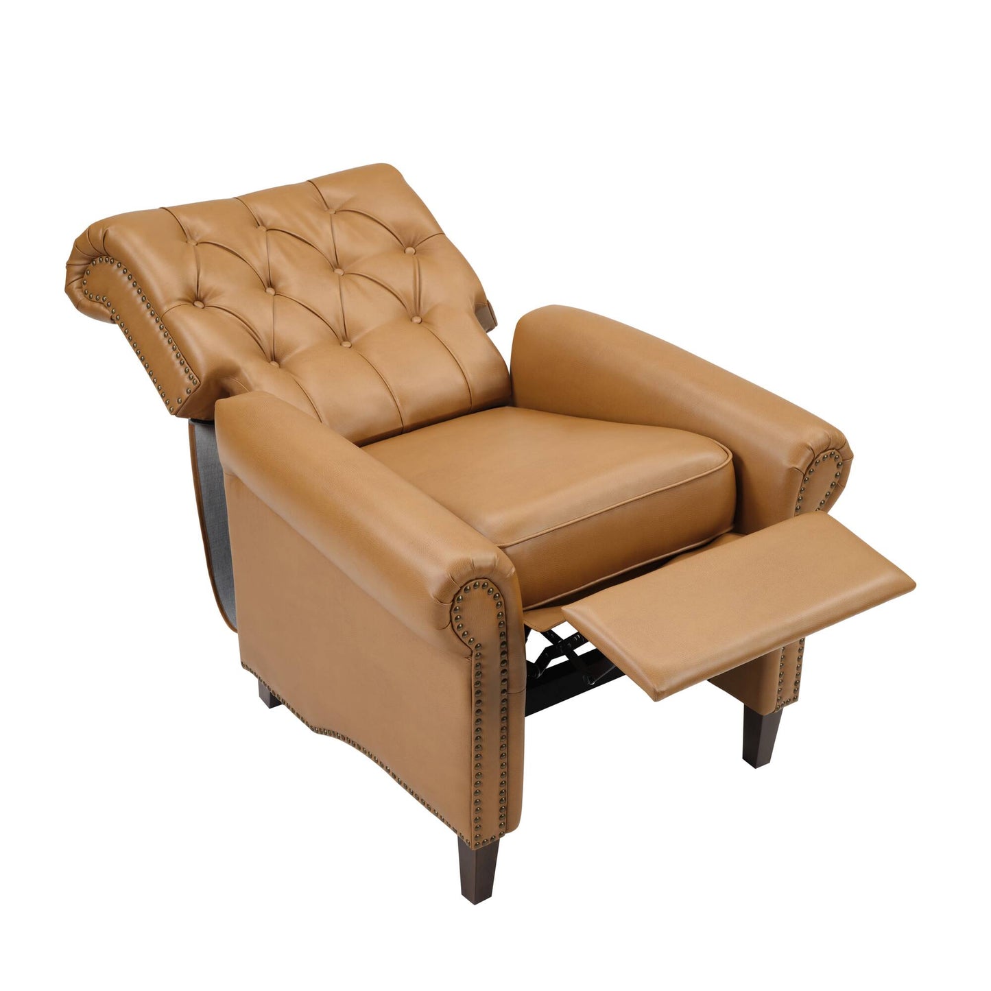 Aidan Upholstered Manual Push Back Recliner Chair with Nailheads