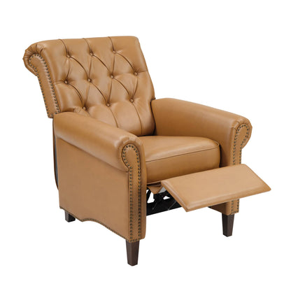 Aidan Upholstered Manual Push Back Recliner Chair with Nailheads