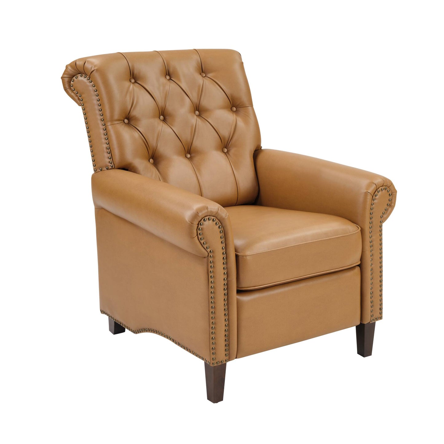 Aidan Upholstered Manual Push Back Recliner Chair with Nailheads