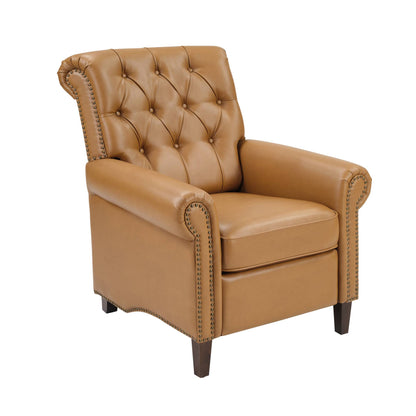 Aidan Upholstered Manual Push Back Recliner Chair with Nailheads