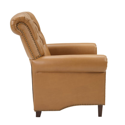Aidan Upholstered Manual Push Back Recliner Chair with Nailheads