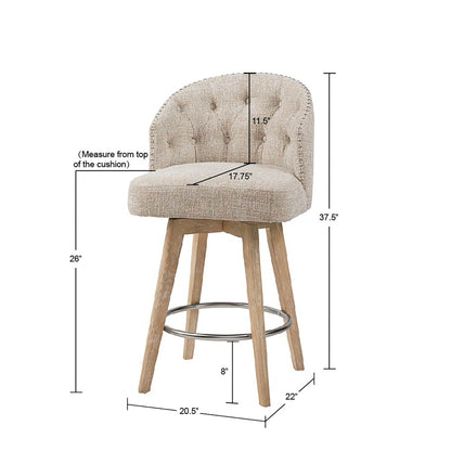Onyx Upholstered 360 Degree Swivel Counter Stool 26" H