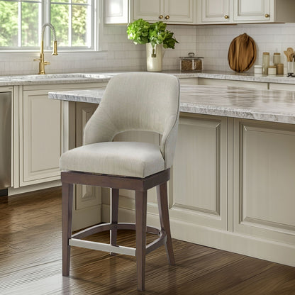 Jillian Upholstered Counter Stool with Cutout Back Design and Swivel Seat