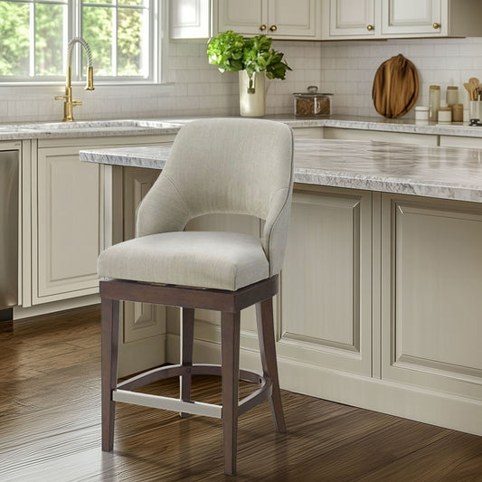 Jillian Upholstered Counter Stool with Cutout Back Design and Swivel Seat
