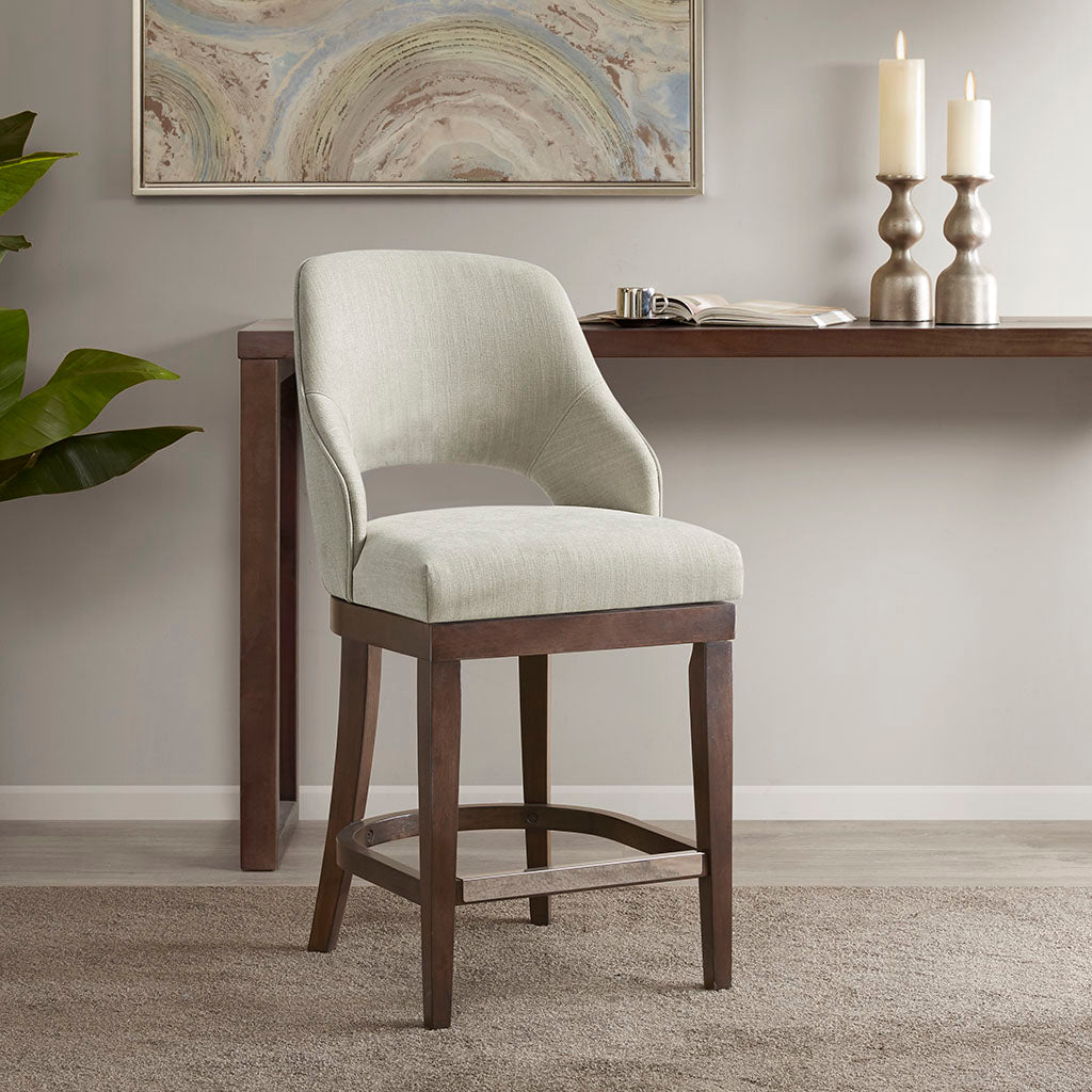 Jillian Upholstered Counter Stool with Cutout Back Design and Swivel Seat