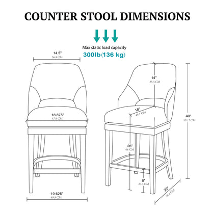 Jillian Upholstered Counter Stool with Cutout Back Design and Swivel Seat