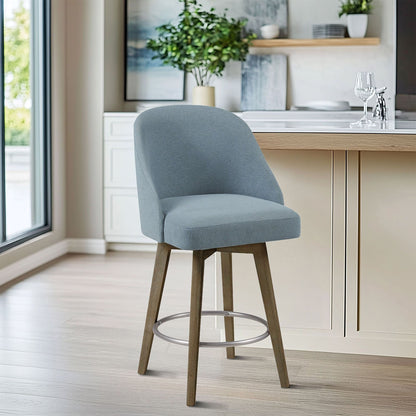 Pearce Swivel Upholstered Counter Stool (25.75'') with Solid Wood Legs & Metal Footrest