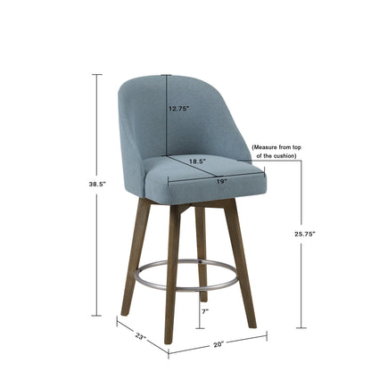 Pearce Swivel Upholstered Counter Stool (25.75'') with Solid Wood Legs & Metal Footrest