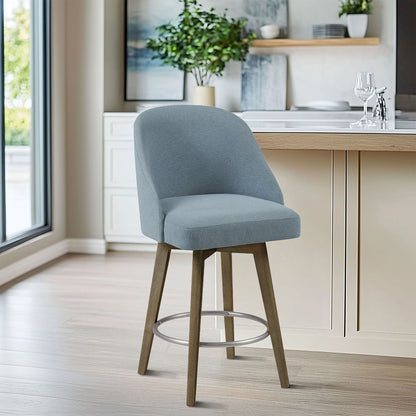🎁 Pearce Swivel Upholstered Counter Stool (25.75'') with Solid Wood Legs & Metal Footrest (100% off)