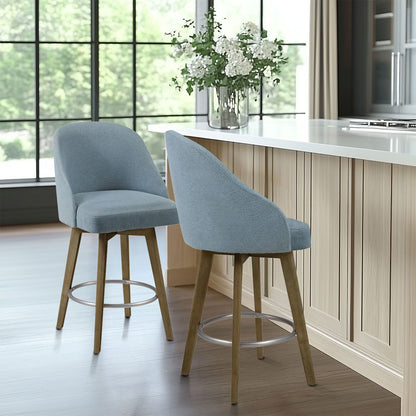 Pearce Swivel Upholstered Counter Stool (25.75'') with Solid Wood Legs & Metal Footrest