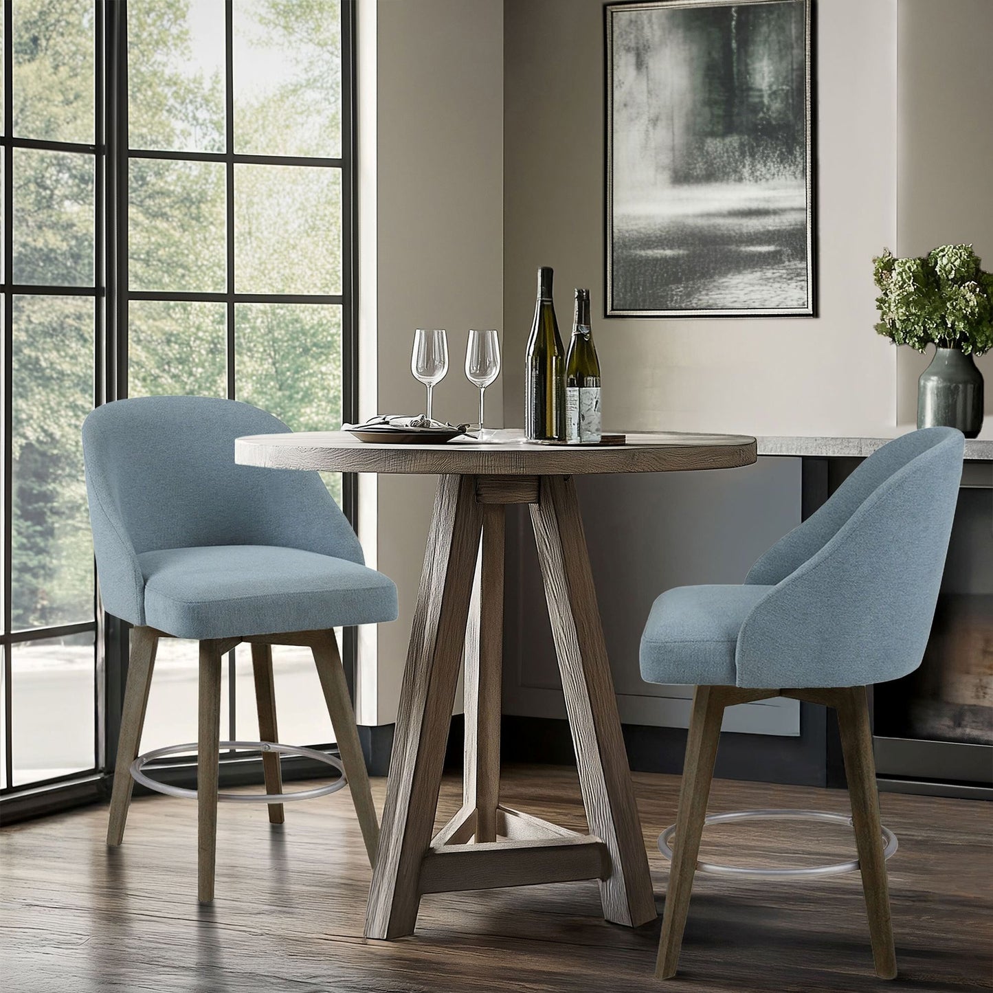 Pearce Swivel Upholstered Counter Stool (25.75'') with Solid Wood Legs & Metal Footrest