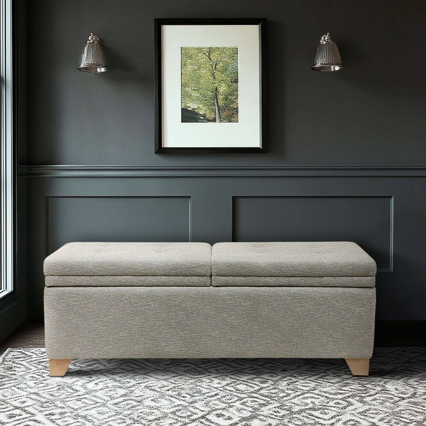 Ashcroft Dual Compartment Flip-Top Storage Bench
