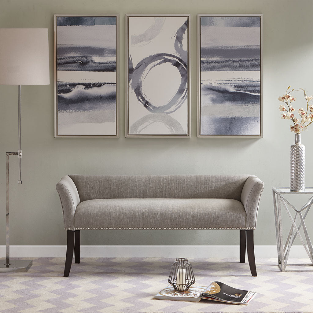 Welburn 49.5" Upholstered Bench with Back & Wood Legs