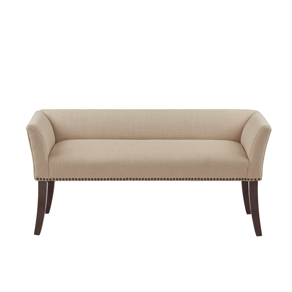 Welburn 49.5" Upholstered Bench with Back & Wood Legs