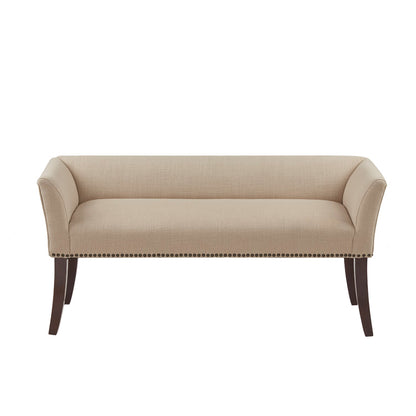 Welburn 49.5" Upholstered Bench with Back & Wood Legs