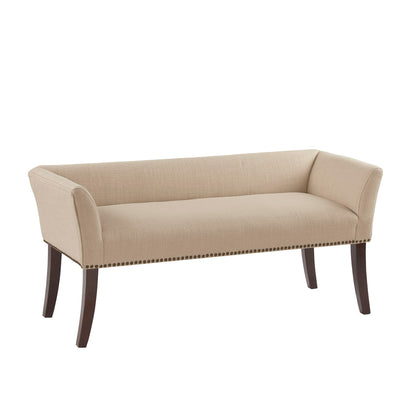 Welburn 49.5" Upholstered Bench with Back & Wood Legs