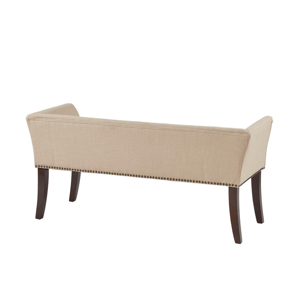 Welburn 49.5" Upholstered Bench with Back & Wood Legs