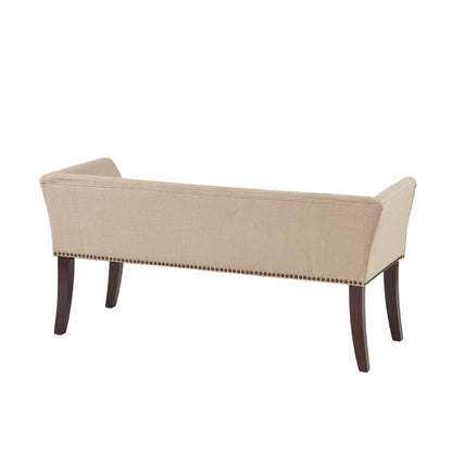Welburn 49.5" Upholstered Bench with Back & Wood Legs