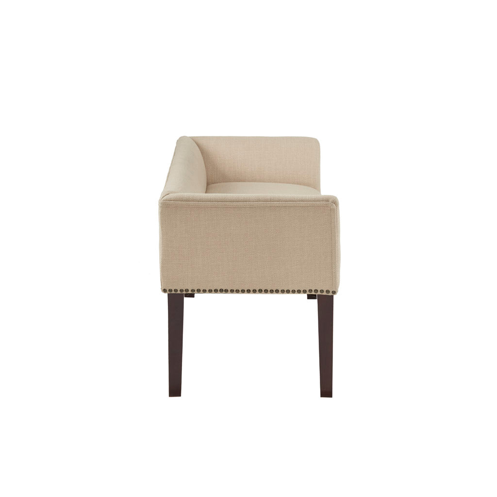 Welburn 49.5" Upholstered Bench with Back & Wood Legs