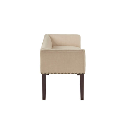 Welburn 49.5" Upholstered Bench with Back & Wood Legs