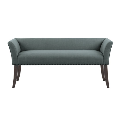 Welburn 49.5" Upholstered Bench with Back & Wood Legs