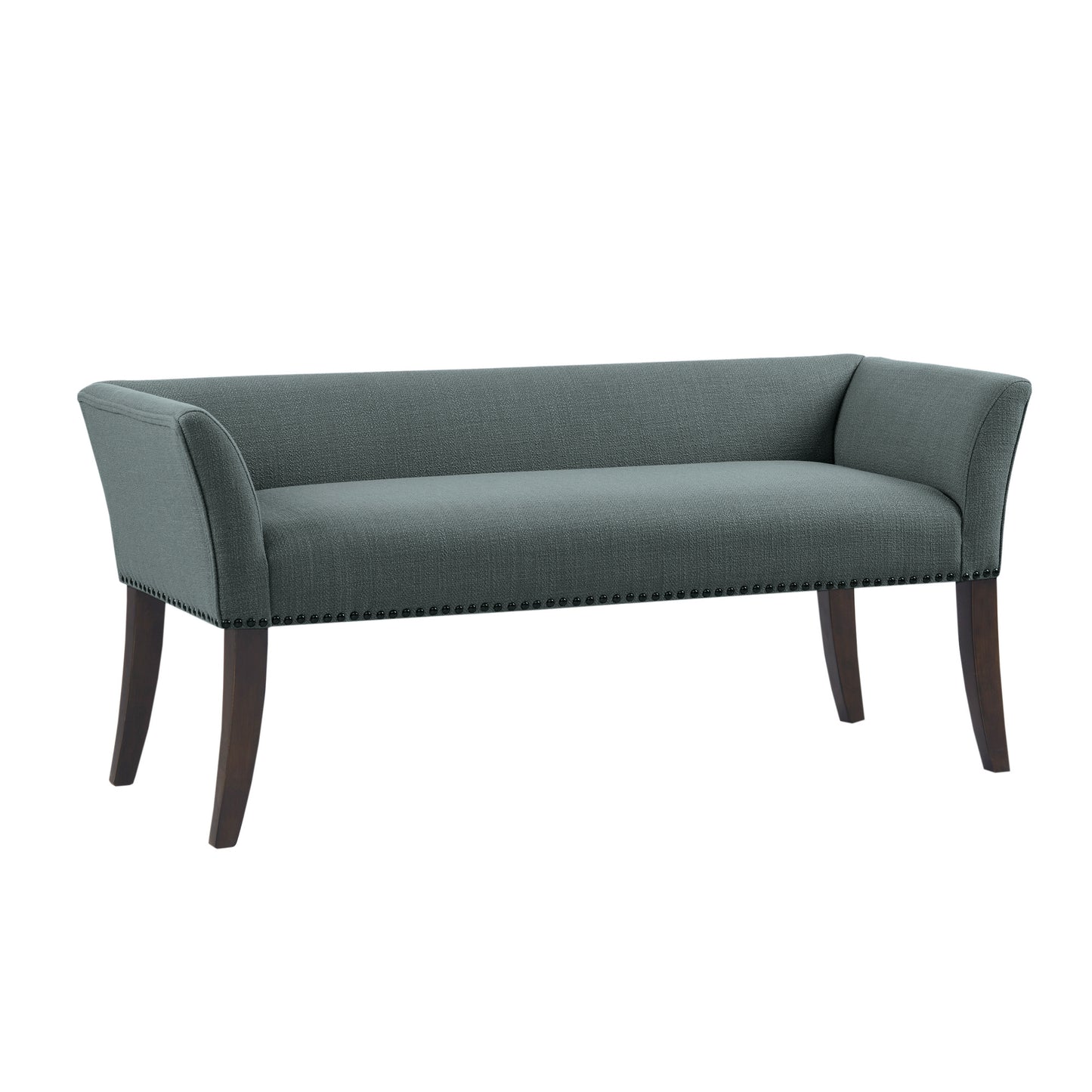 Welburn 49.5" Upholstered Bench with Back & Wood Legs
