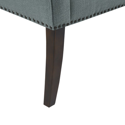 Welburn 49.5" Upholstered Bench with Back & Wood Legs