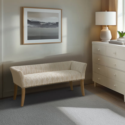 Welburn 49.5" Upholstered Bench with Back & Wood Legs