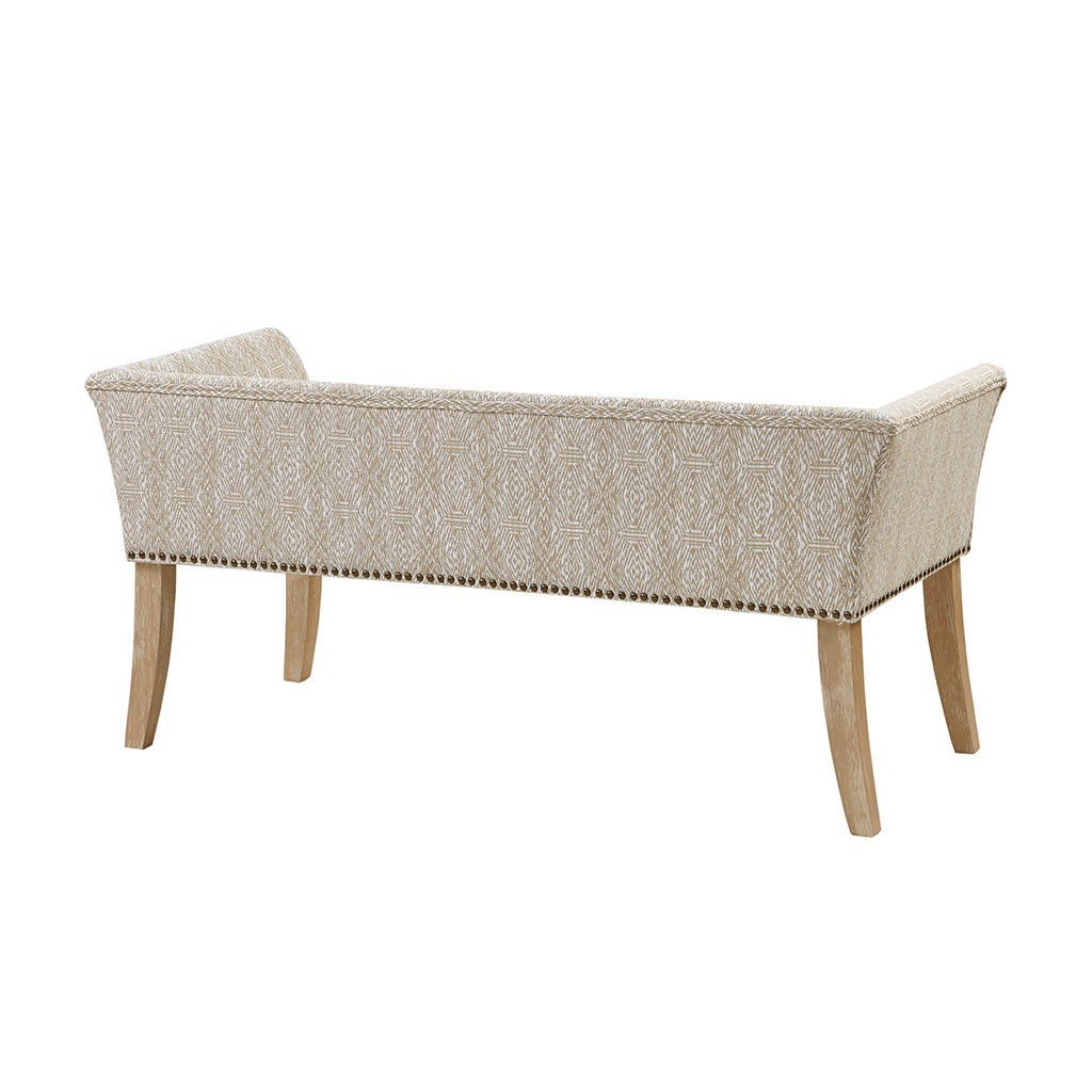 Welburn 49.5" Upholstered Bench with Back & Wood Legs