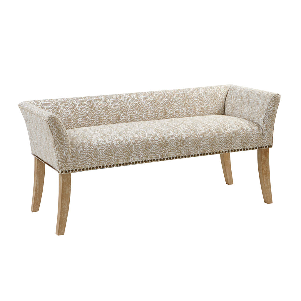 Welburn 49.5" Upholstered Bench with Back & Wood Legs