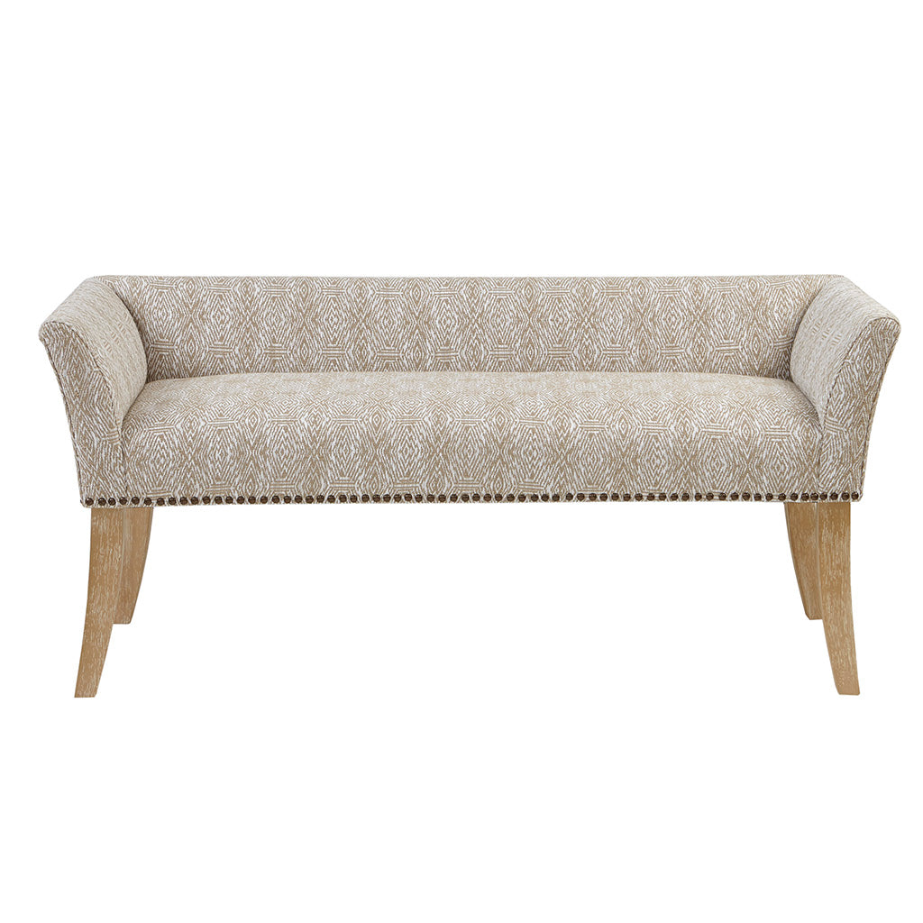 Welburn 49.5" Upholstered Bench with Back & Wood Legs