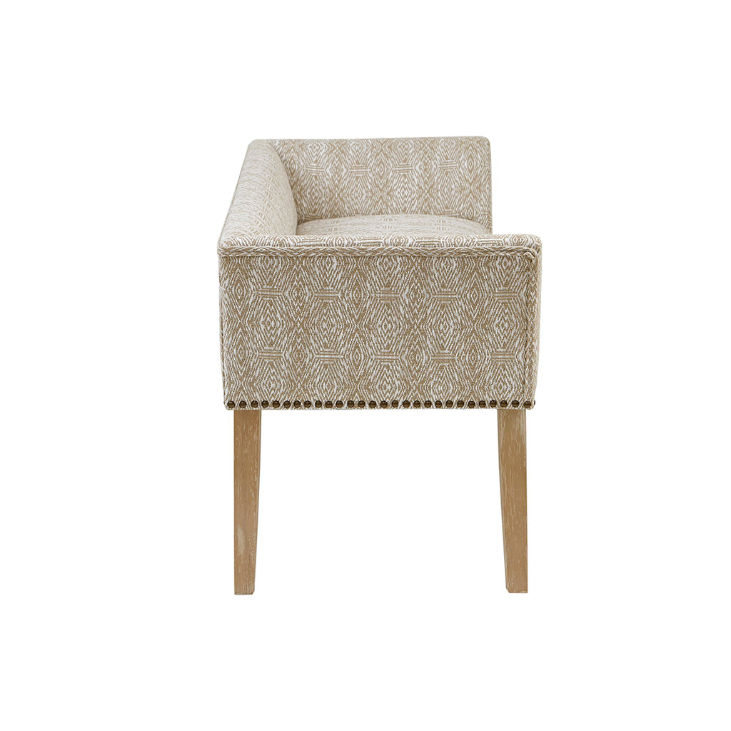 Welburn 49.5" Upholstered Bench with Back & Wood Legs