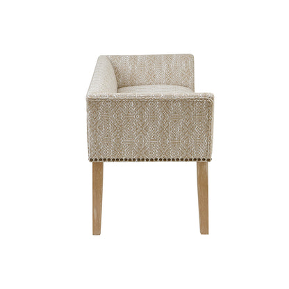 Welburn 49.5" Upholstered Bench with Back & Wood Legs