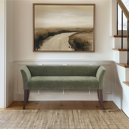 Welburn 49.5" Upholstered Bench with Back & Wood Legs