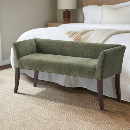 Welburn 49.5" Upholstered Bench with Back & Wood Legs