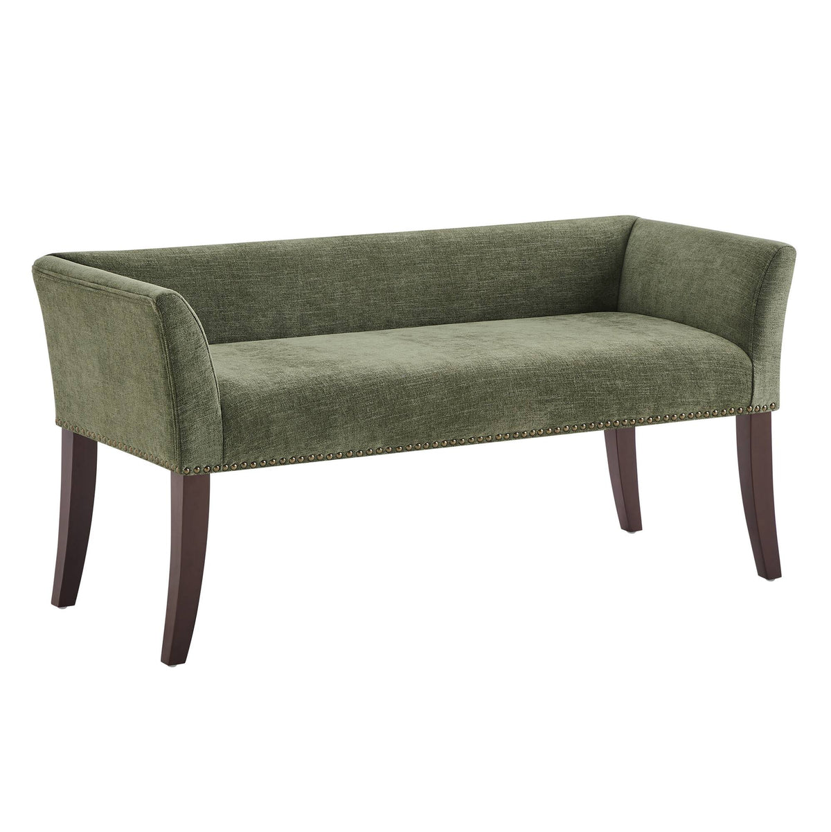Welburn 49.5" Upholstered Bench with Back & Wood Legs