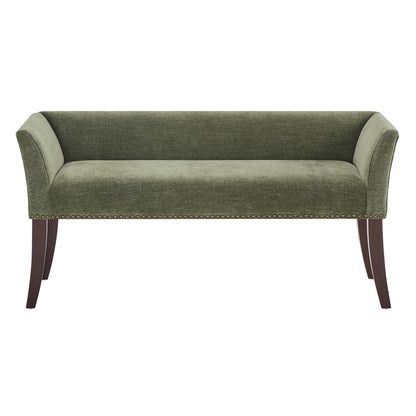 Welburn 49.5" Upholstered Bench with Back & Wood Legs