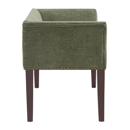 Welburn 49.5" Upholstered Bench with Back & Wood Legs