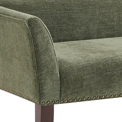 Welburn 49.5" Upholstered Bench with Back & Wood Legs