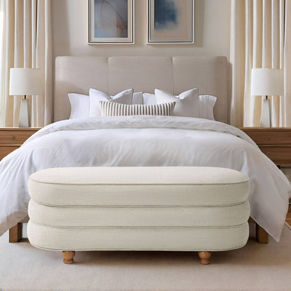 Kylan Oval Channel Storage Bench with Wooden Ball Feet