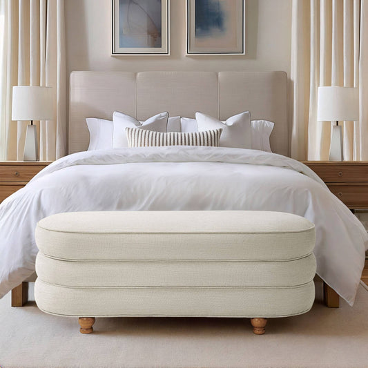 Kylan Oval Channel Storage Bench with Wooden Ball Feet