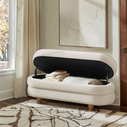 Kylan Oval Channel Storage Bench with Wooden Ball Feet