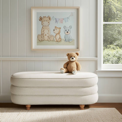 Kylan Oval Channel Storage Bench with Wooden Ball Feet