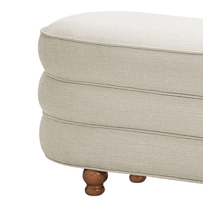 Kylan Oval Channel Storage Bench with Wooden Ball Feet