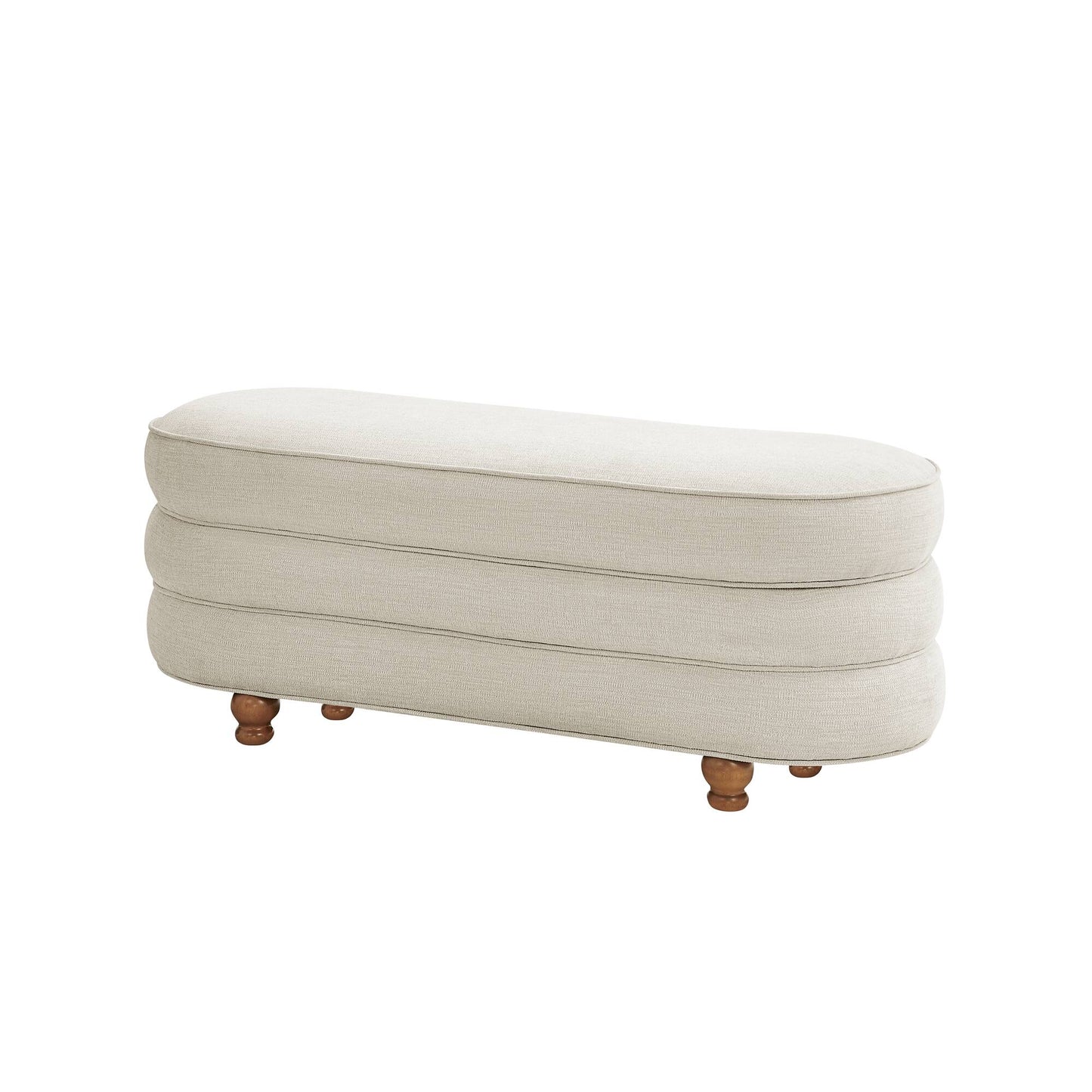 Kylan Oval Channel Storage Bench with Wooden Ball Feet